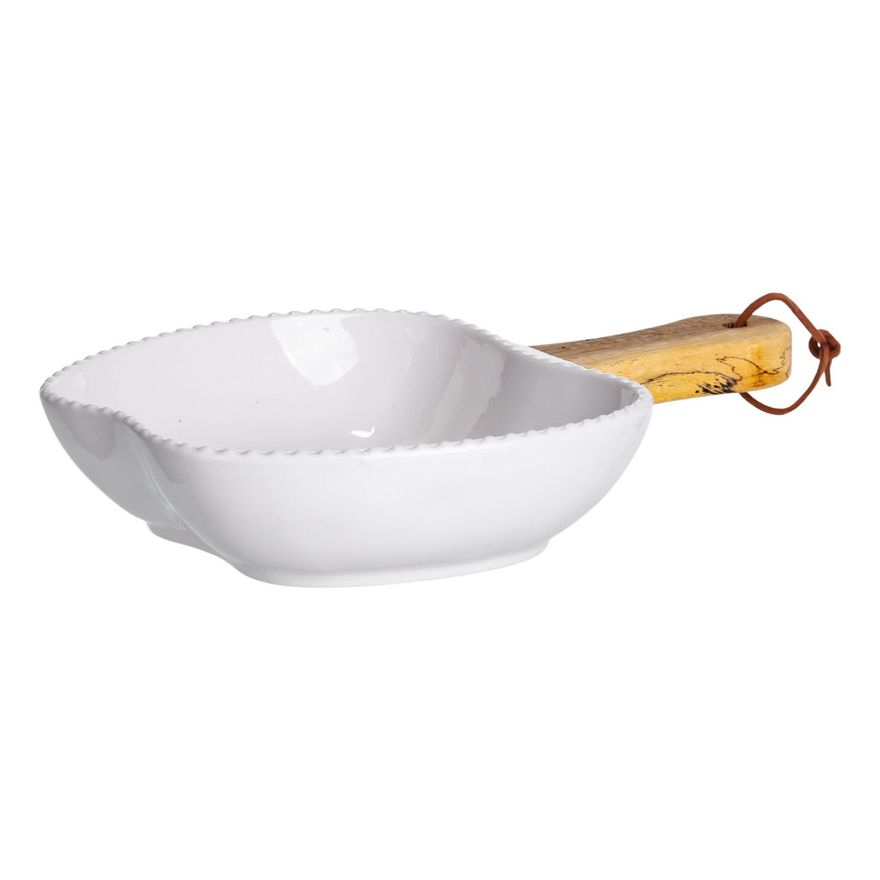 Тарілка порцелянова глибока з ручкою Яблуко 23×16×4 (см) блюдо сервірувальне з ручкою для подачі тарілка сковорода Білий ZJH-15-5