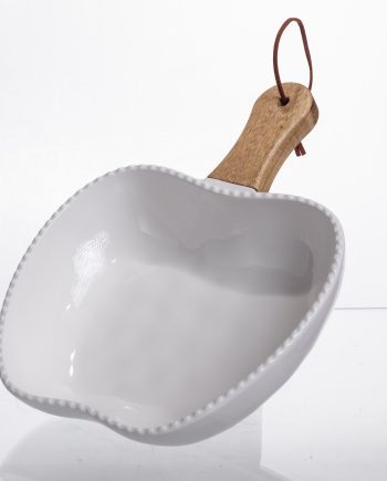 Тарілка порцелянова глибока з ручкою Яблуко 25×20×5 (см) Білий ZJH-15-6