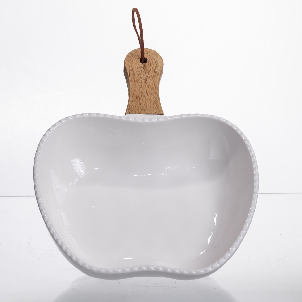 Тарілка порцелянова глибока з ручкою Яблуко 25×20×5 (см) Білий ZJH-15-6