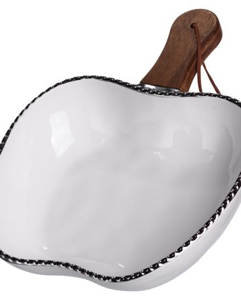 Тарілка порцелянова глибока з ручкою Яблуко 25×20×5 (см) з ручкою Срібло ZJH-14-4