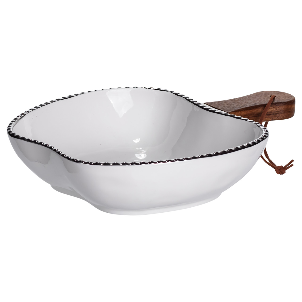 Тарілка порцелянова глибока з ручкою Яблуко 25×20×5 (см) з ручкою Срібло ZJH-14-4