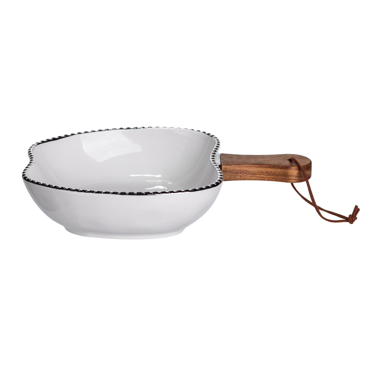 Тарілка порцелянова глибока з ручкою Яблуко 25×20×5 (см) з ручкою Срібло ZJH-14-4