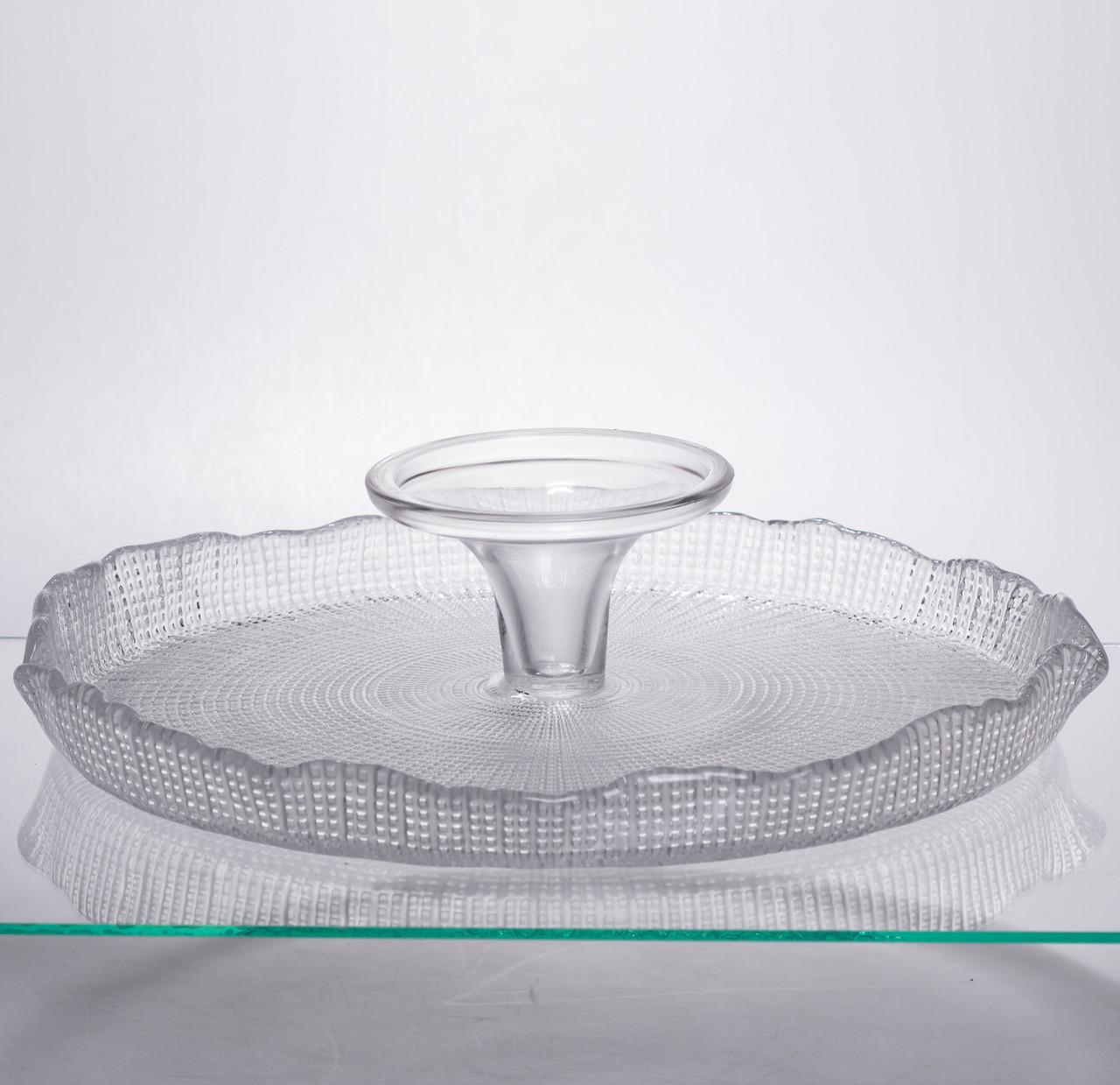 Тортівниця трансформер скляна на ножці, менажниця трансформер прозора скляна 64486-53