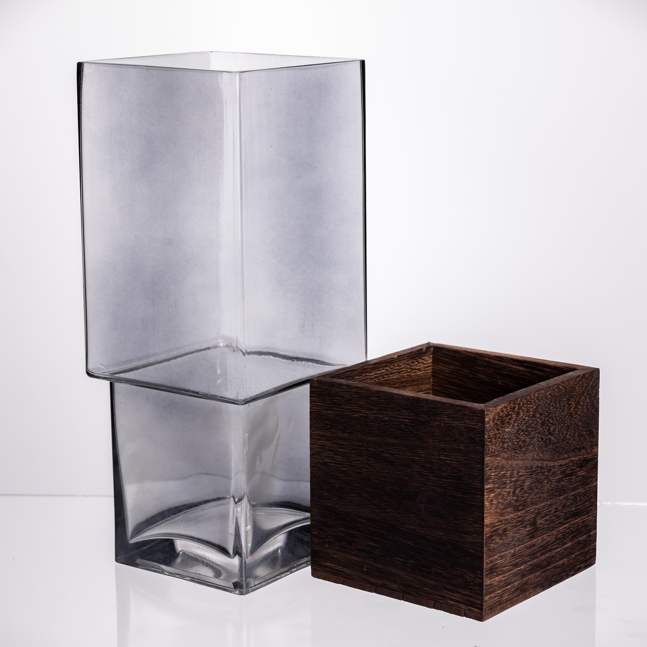 Ваза для квітів кругла скляна, декоративна прозора ваза з товстого скла HP-19-160-5