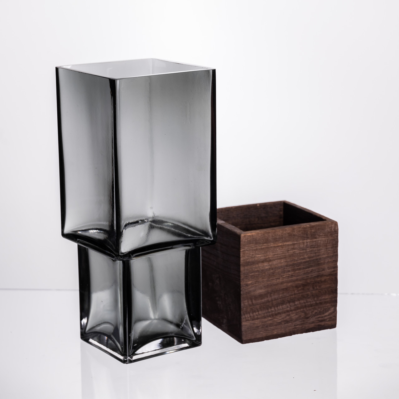 Ваза для квітів квадратная скляна 10×10×25 (см) декоративна ваза 1.5 (л) із товстого скла HP-19-160-3