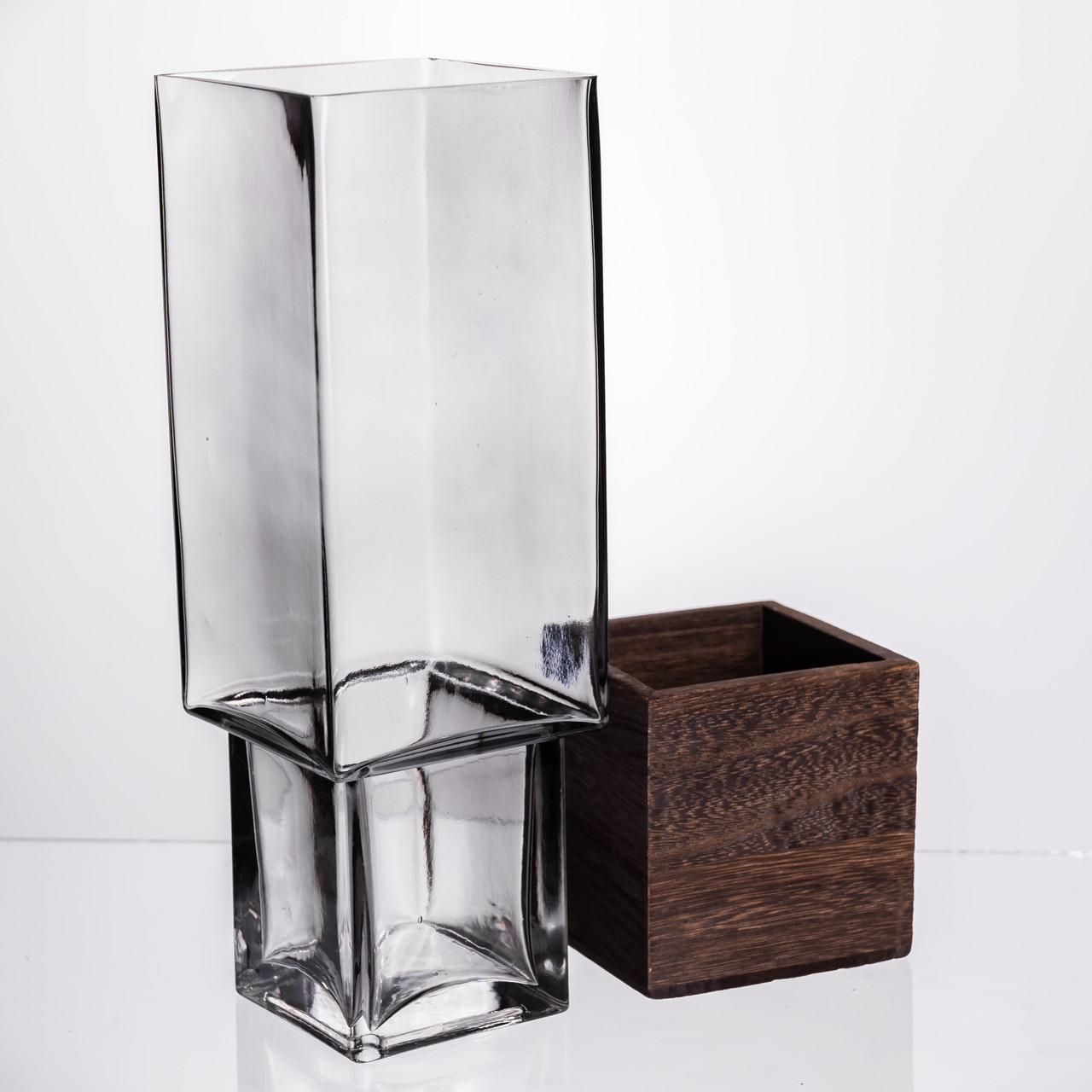 Ваза для квітів квадратна скляна 10×10×30 (см) декоративна HP-19-160-4