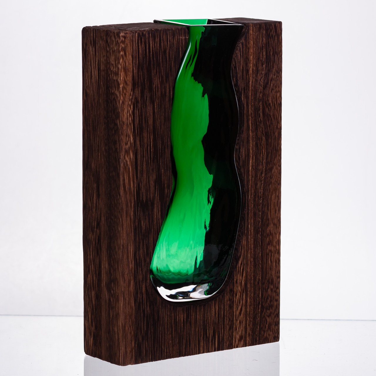 Скляна прозора ваза прямокутна, декоративна ваза для дому стильна для квітів HP-32-1