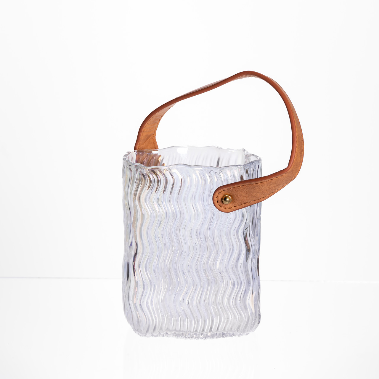 Ваза сумочка з ручкою 12×8.5×16 (см) декоративна скляна ваза для квітів 800 (мл) Прозорий HP-19-154-3