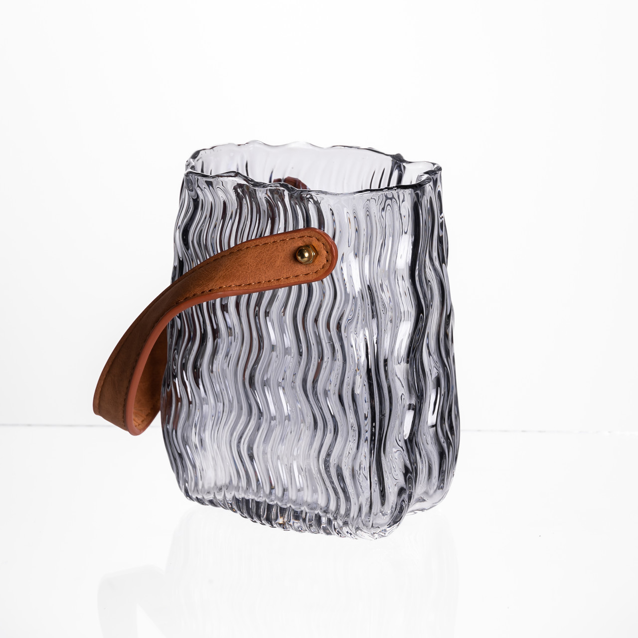 Ваза сумочка з ручкою 12×8.5×16 (см) декоративна скляна ваза для квітів 800 (мл) Сирія HP-19-154-2