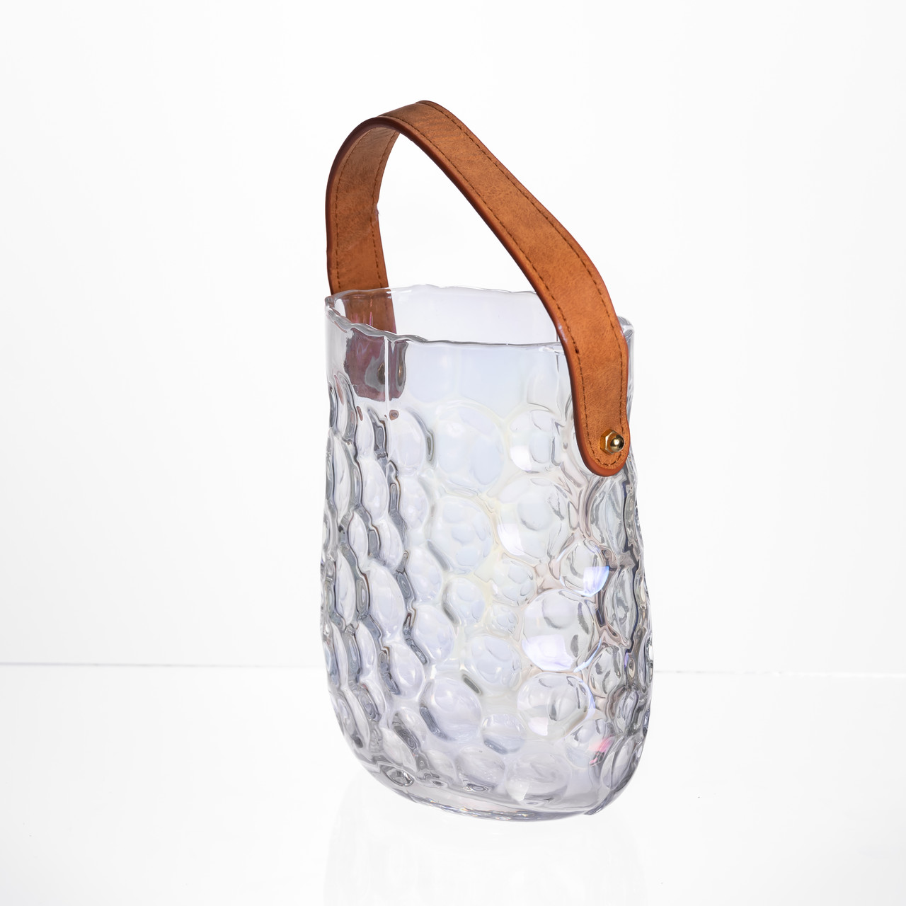 Ваза сумочка з ручкою 13×9.5×18 (см) декоративна скляна ваза для квітів 1.2 (л) Прозорий HP-19-153-6