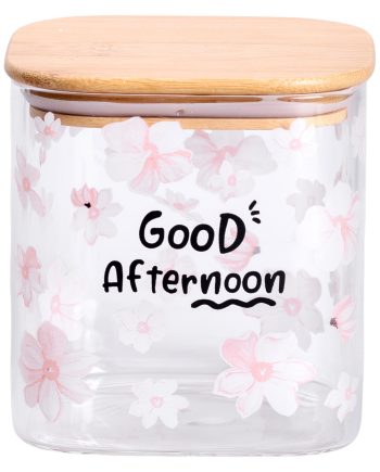 Банка для сипучих продуктів з бамбуковою кришкою 800 мл ємність для сипучих скло HP-34-25