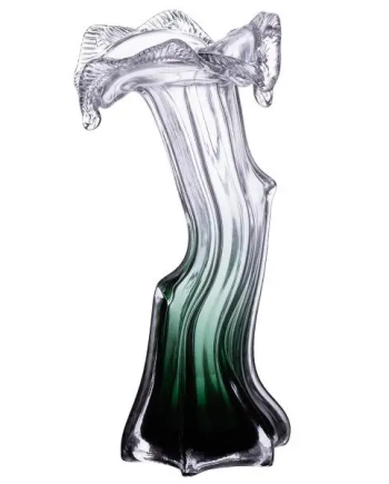 Декоративна скляна ваза для квітів 29 см фігурна Зелена HP-9-1