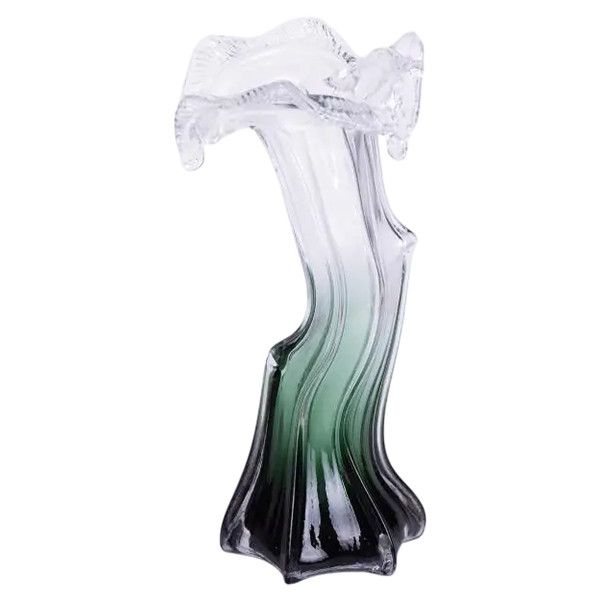 Декоративна скляна ваза для квітів 29 см фігурна Зелена HP-9-1