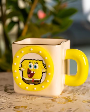 Порцелянова чашка "Губка Боб" з магнітним декором 500 мл, Кружка дитяча чашка із порцеляни на подарунок FM-12Y