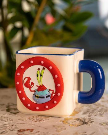 Порцелянова чашка "Містер Крабс" з магнітним декором 500 мл, Кружка дитяча чашка із порцеляни на подарунок FM-12BL
