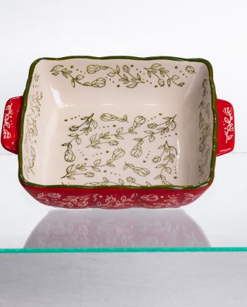Форма для запікання Vintage 20×16.5×4 (см) квадратна з ручками Червона HM04-13