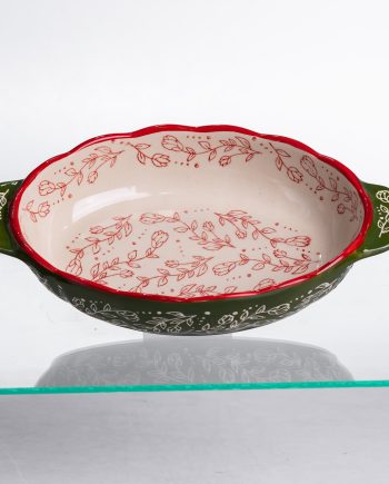 Форма для запікання Vintage 25×15×5 (см) овальна з ручками Зелена HM05-01