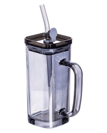 Кружка скляна з кришкою та трубочкою 280 (мл) чашка з трубочкою та кришкою на подарунок HP-19-53