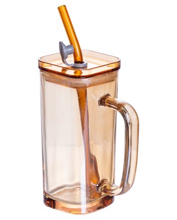 Скляна чашка з кришкою і трубочкою 280 (мл) HP-19-53GLD
