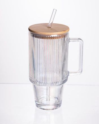Кружка скляна з кришкою і трубочкою 750 (мл) HP-19-49
