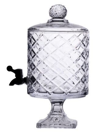 Лимонадниця зі скляним краном 39 см 4,5 л прозора на підставці HP-19-3