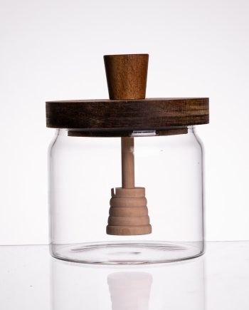 Медовниця скляна з кришкою та ложкою 400 (мл) медовниця баночка для зберігання меду 64486-1