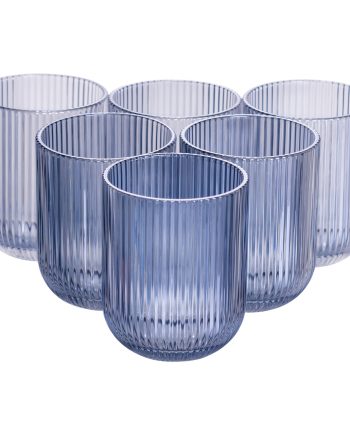Набір склянок 6 шт скляні склянки 250 (мл) для соку, лимонаду, коктейлів склянки для напоїв Блакитний HP7112BL