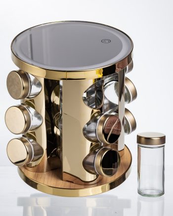 Набір баночок для спецій 12 шт. по 100 мл на підставці з дзеркалом та LED-підсвіткою HP-1358