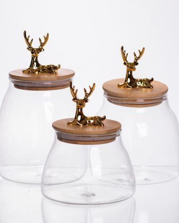 Набір банок для зберігання 3 штуки з бамбуковими кришками 0.5/08/1 л 64486-55