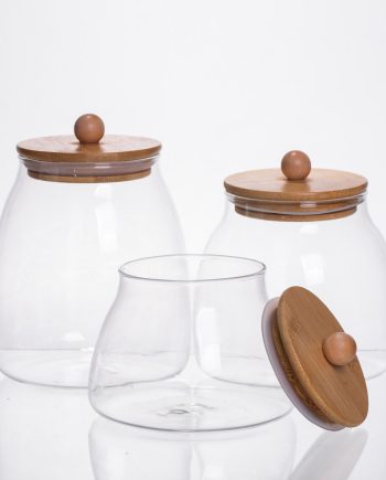 Набір банок для сипучих продуктів 3 штуки 0.5/0.8/1 л з бамбуковими кришками 64486-57