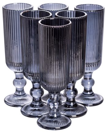 Набір келихів для шампанського 6 штук 160 (мл) подарункові скляні келихи на високій ніжці Сірий HP-19-7116G