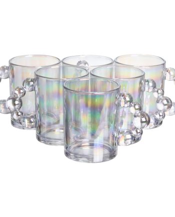 Набір чашок 6 шт для чаю та кави по 350 (мл) кружки скляні rainbow HP-19-ZD-4