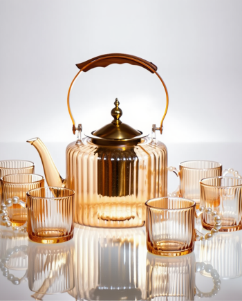 Набір для заварювання чаю зі скляним чайником та 6 чашок, коричневий 64486-38