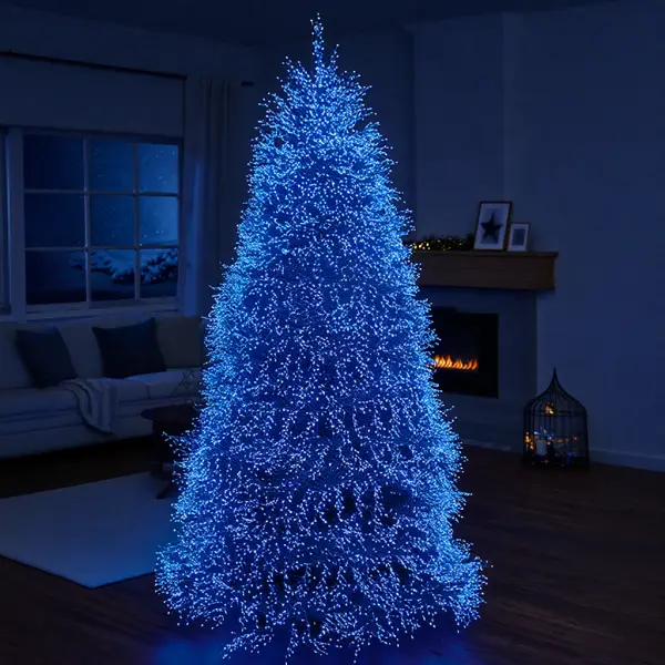 Новорічна гірлянда кімнатна роса Хвойна лапа 50 м  1500 LED зелений провід Синє сяйво D1500L50MGBL