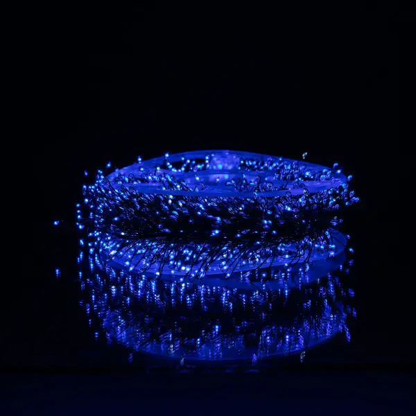 Новорічна гірлянда кімнатна роса Хвойна лапа 50 м  1500 LED зелений провід Синє сяйво D1500L50MGBL