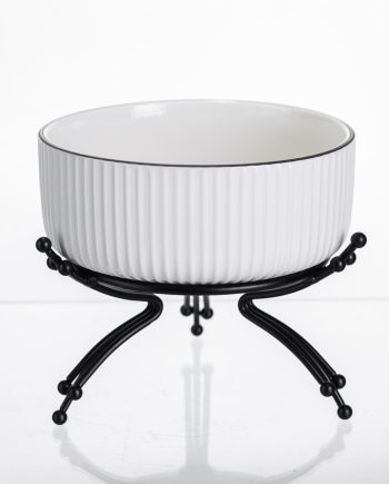 Салатник порцеляновий на металевій підставці Ø16 (см) тарілка для салату салатниця Чорний LB-1568B