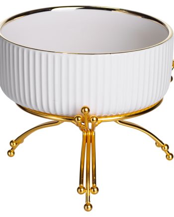 Салатник порцеляновий на металевій підставці Ø16 (см) тарілка для салату салатниця Золото LB-1568G