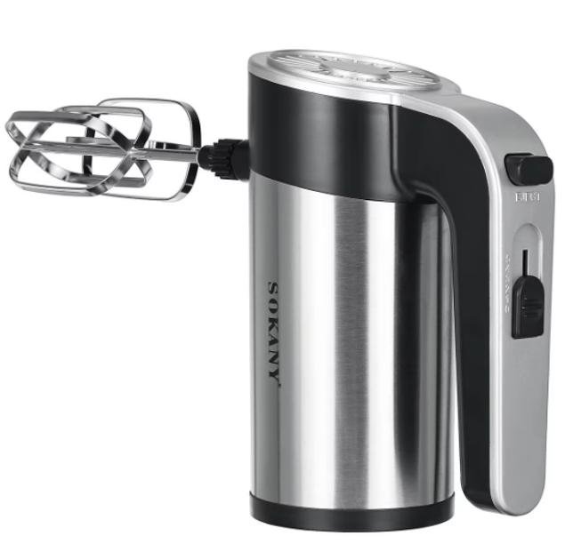 Стаціонарний міксер Sokany з чашею 4 л, 1000 Вт, 5 швидкостей, 2 насадки, віночки та гаки SK-6662