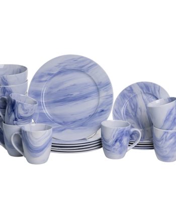 Столовий набір посуду 24 предмети на 6 осіб Marble Clara порцеляновий Синій MD-24-3B
