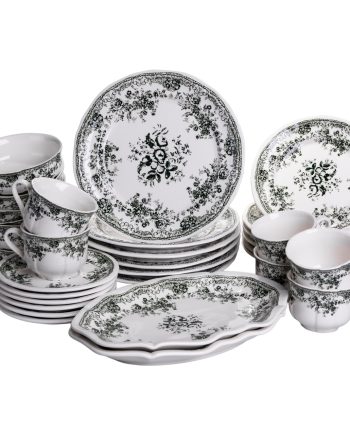 Столовий набір посуду 32 предмети на 6 осіб Vintage Elegant порцеляновий Чорний YY78-7A