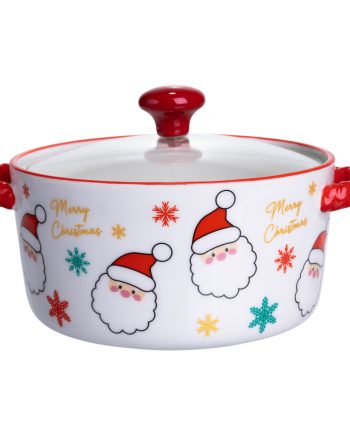 Супниця порцелянова Santa новорічна  800 (мл) з кришкою Yiwu FM-CS-9A