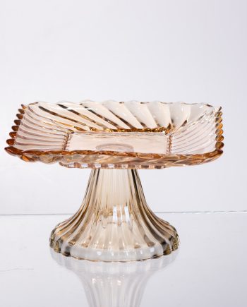 Тортівниця скляна квадратна на ніжці, 16×16 см Коричнева 64486-18