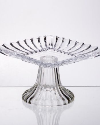 Тортівниця скляна квадратна на ніжці, прозора підставка для торта, десертів, сервірування столу 16×16 см 64486-16