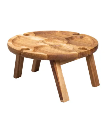 Винний круглий столик з дерева 35х35х18 см на ніжках BWR35018S