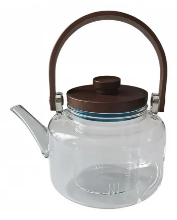Заварник скляний для чаю 0.8 л Заварний чайник для заварювання з дерев&apos;яною ручкою прозорий HP-34-38
