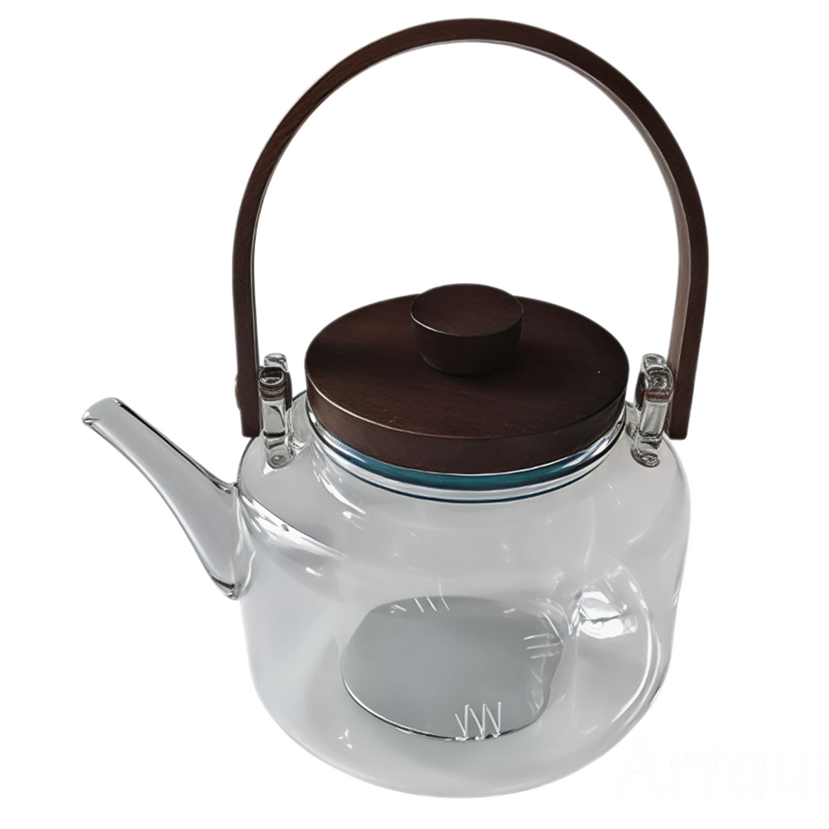 Заварник скляний для чаю 0.8 л Заварний чайник для заварювання з дерев'яною ручкою прозорий HP-34-38