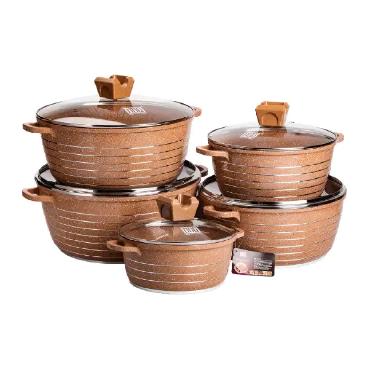 Набір із 5 господарських каструль, 2,5-9 літрів, товсте дно, алюміній MGC HP-4-411CH