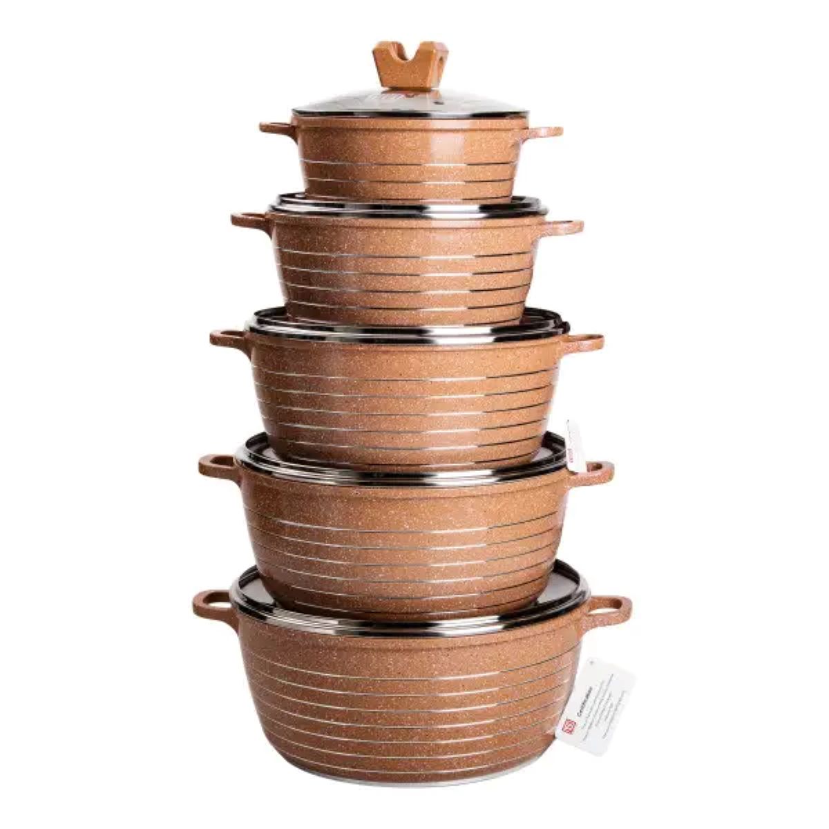 Набір із 5 господарських каструль, 2,5-9 літрів, товсте дно, алюміній MGC HP-4-411CH