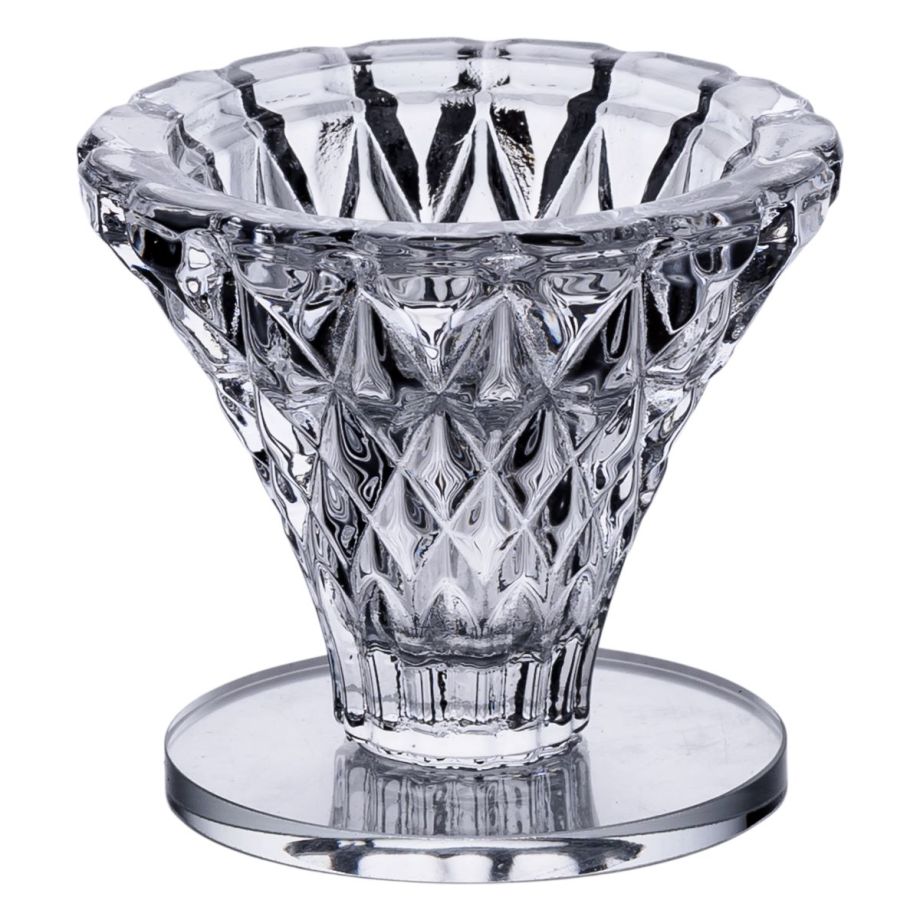 Підсвічник скляний на ніжці 5×5.5 см декоративний прозорий підсвічник на стіл HP-4-59S