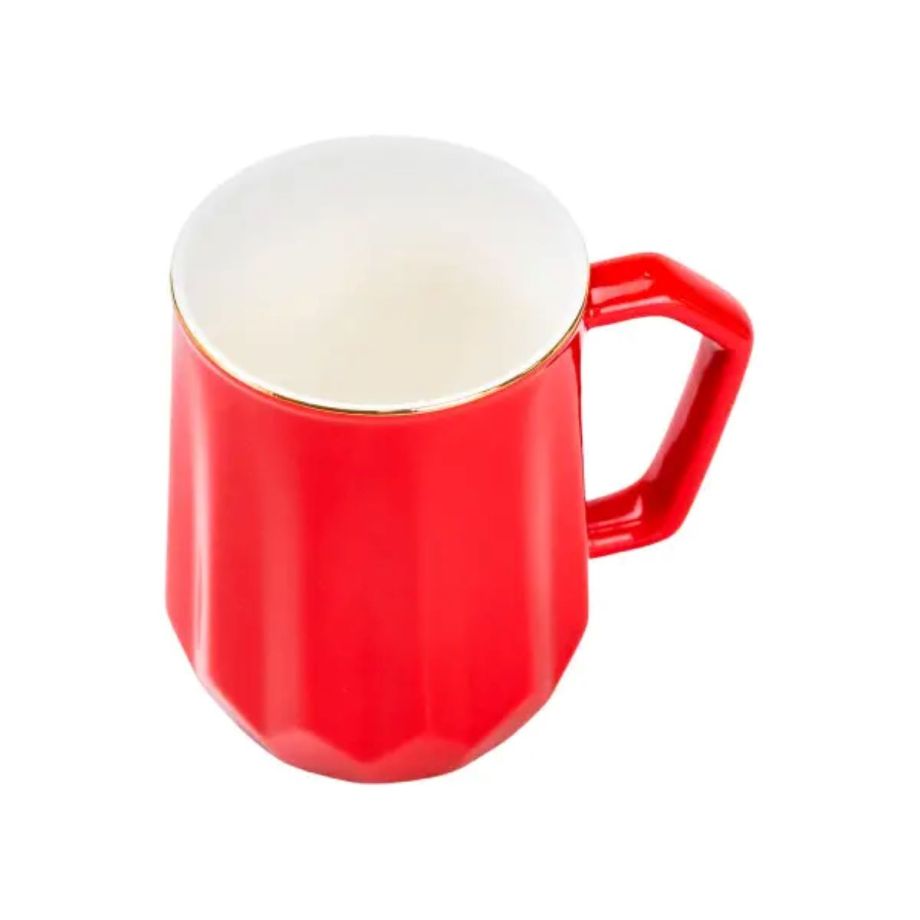 Чашка порцелянова для чаю та кави 400 мл кружка універсальна Червона HP7189R